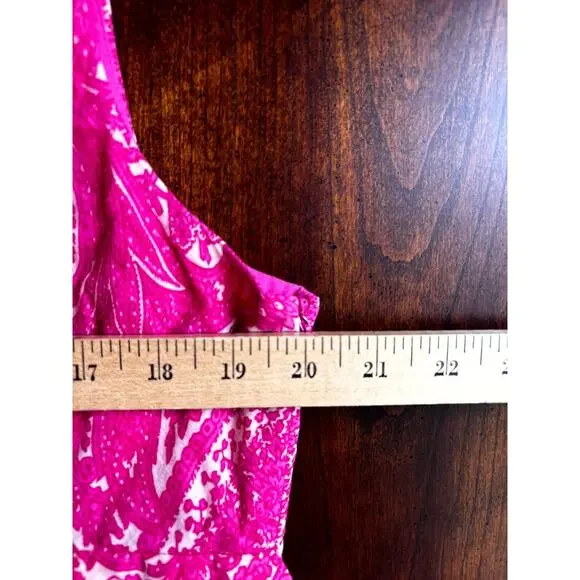 Talbots Maxi Dress 16 Pink Paisley Tiered Tie Back Breezy Coastal - Picture 7 of 9